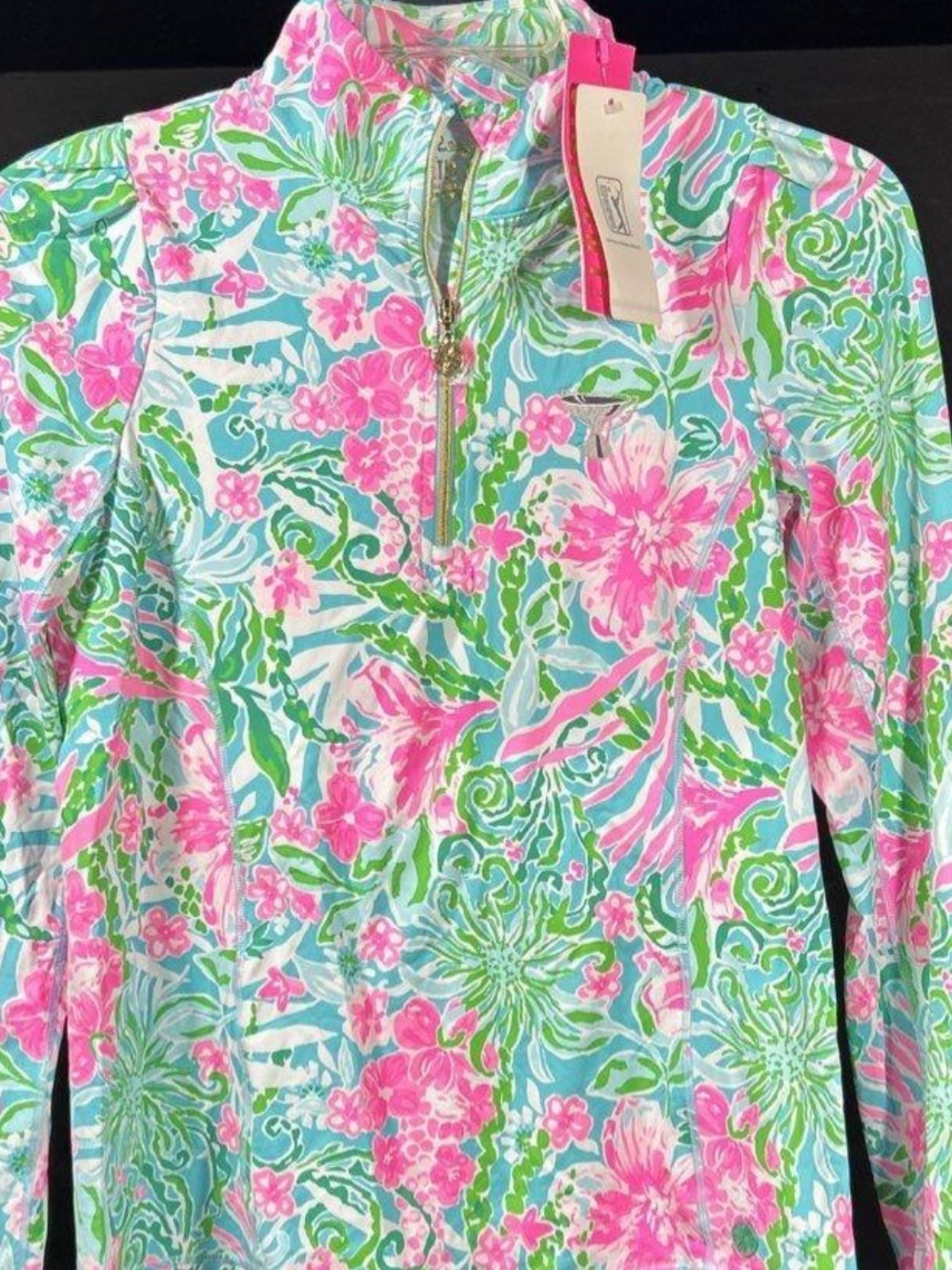 NWT Lilly Pulitzer Sz XXS Niccola Leaf It Wild Quarter Zip Pull Over